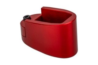 The Taran Tactical Shield Magazine Extension features a red anodized finish